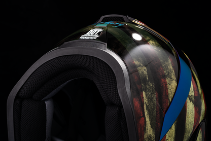 Bill's Exhausts ICON Airform™ Helmet in Old Glory design, medium size, featuring patriotic flag graphics and protective helmet features.