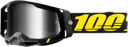 Bill's Exhausts 100% Racecraft 2 Goggles with silver mirror lenses, featuring a sleek design for motocross and off-road riding.