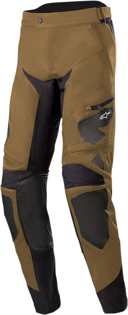 Alpinestars Venture XT in-the-boot motorcycle pants in tan and black, medium size, featuring durable textile construction and protective design.