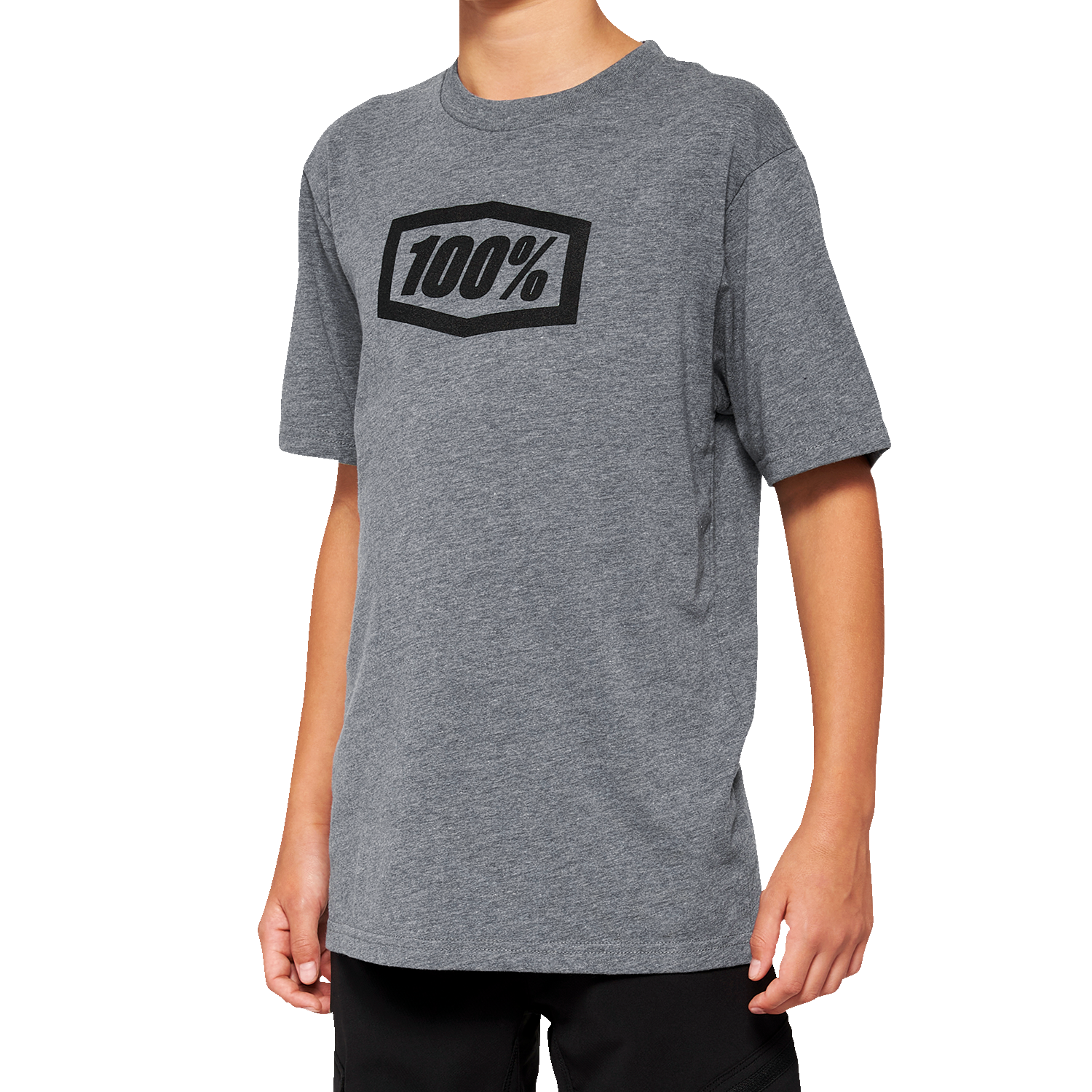 100% Youth Icon T-Shirt - Heather Gray - Small 20001-00008 - Howling Moto