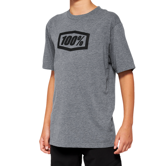 100% Youth Icon T-Shirt - Heather Gray - Large 20001-00010 - Howling Moto