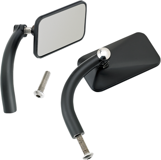 Black BILTWELL Rectangular Mirrors by Bill's Exhausts, showing sleek rectangular shape and reflective surface.