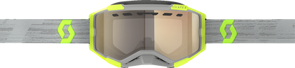 Scott Fury Snow Goggles with light-sensitive bronze chrome lenses, gray/yellow frame, designed for winter sports and high visibility.
