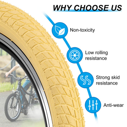 Beige Hycline Colorwonder 16 or 20-inch bicycle tire showing tread pattern and sidewall detail.