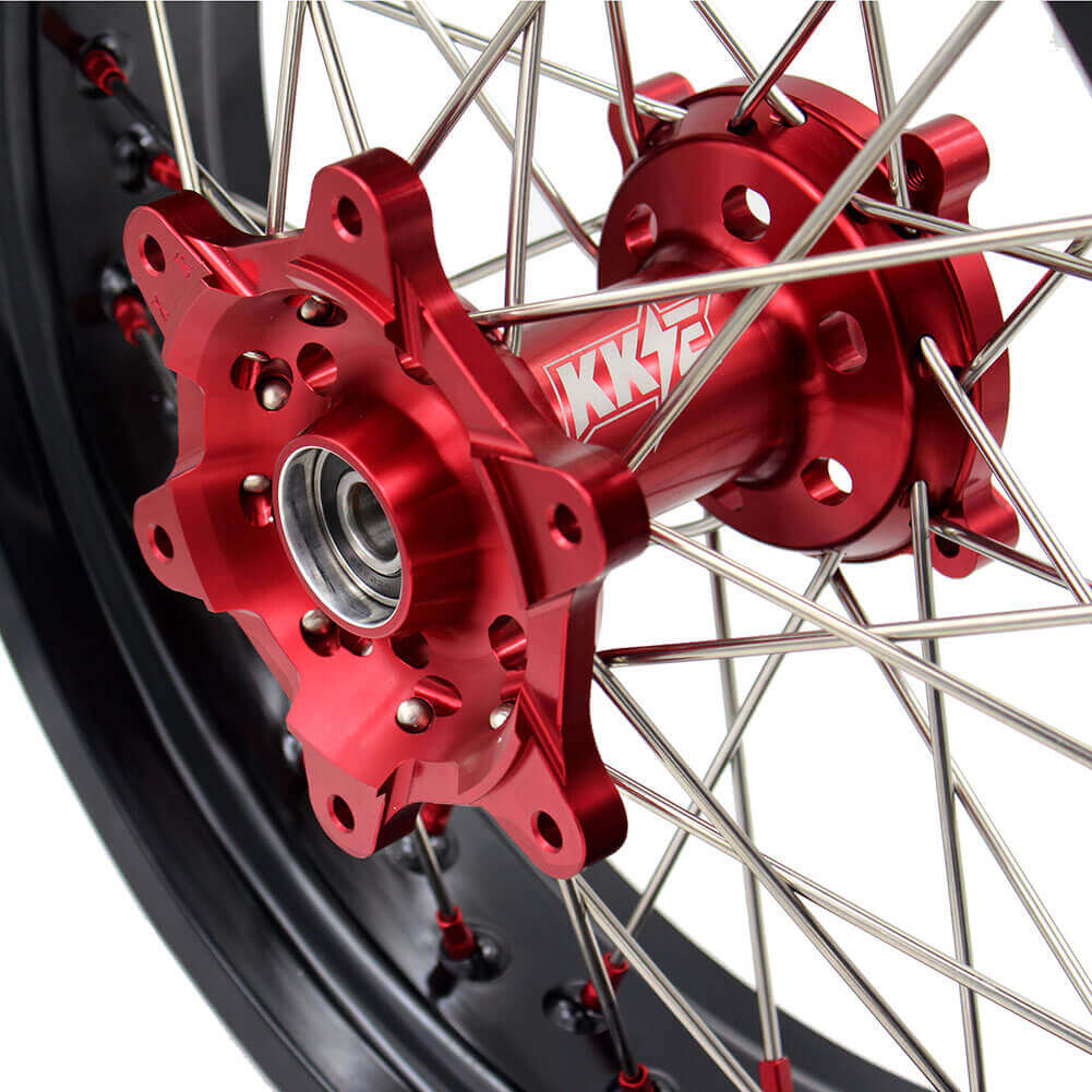 KKE 17 Inch OEM Size Supermoto Wheels for Honda XR650L 1993-2024 Red Nipple - Howling Moto