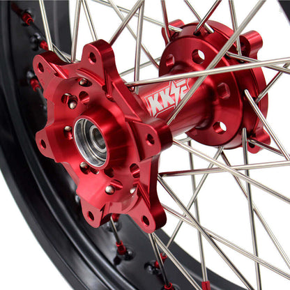 KKE 17 Inch OEM Size Supermoto Wheels for Honda XR650L 1993-2024 Red Nipple - Howling Moto