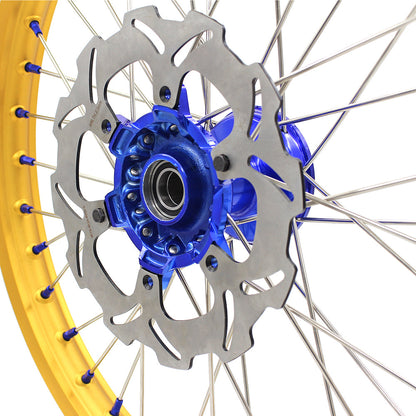 KKE 21"&18" Enduro Dirtbike Casting Wheels For YAMAHA YZ125 YZ250 1999-2016 YZ250F YZ450F 2003-2015 Gold Rim With Disc - Howling Moto