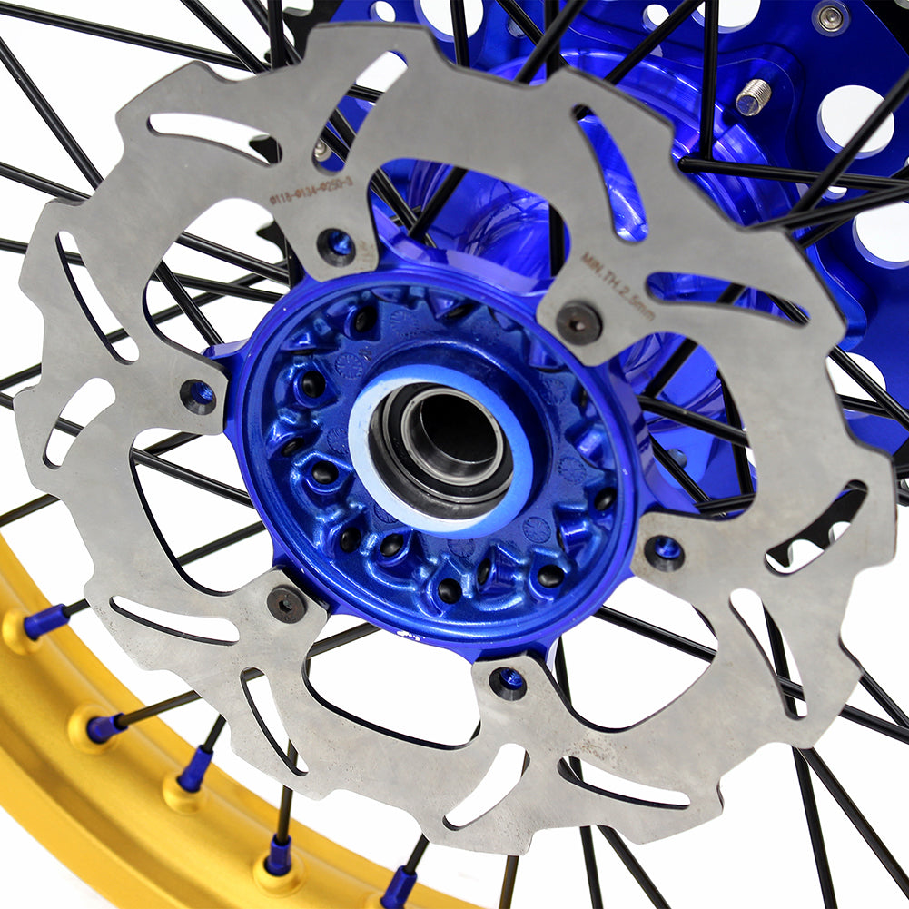 KKE 21"&19" Mx Dirtbike Cast Wheels For YAMAHA YZ125 YZ250 1999-2016 YZ250F YZ450F 2003-2015 Gold Rim Black Spokes With Disc - Howling Moto