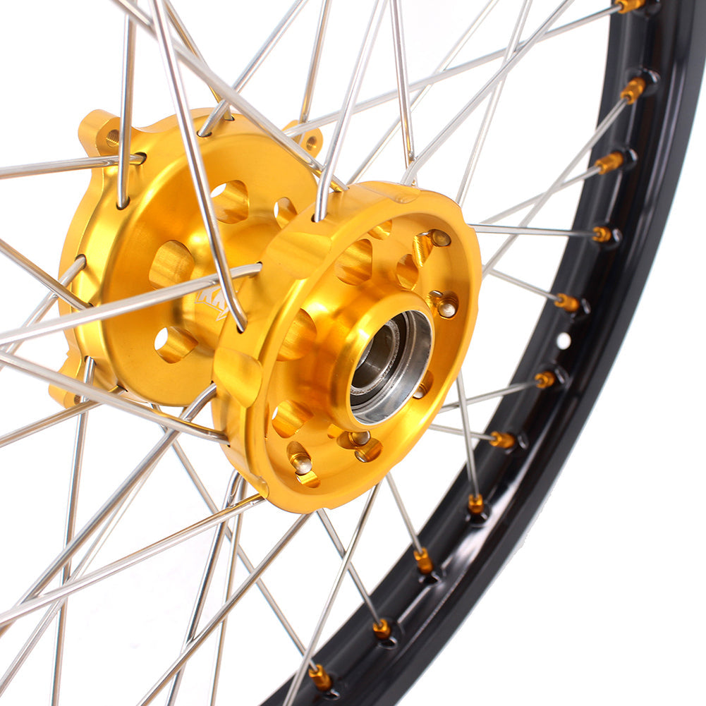 KKE 21 & 19 MX Rims for Suzuki RMZ250 2007-2024 RMZ450 2005-2024 Gold Nipple - Howling Moto