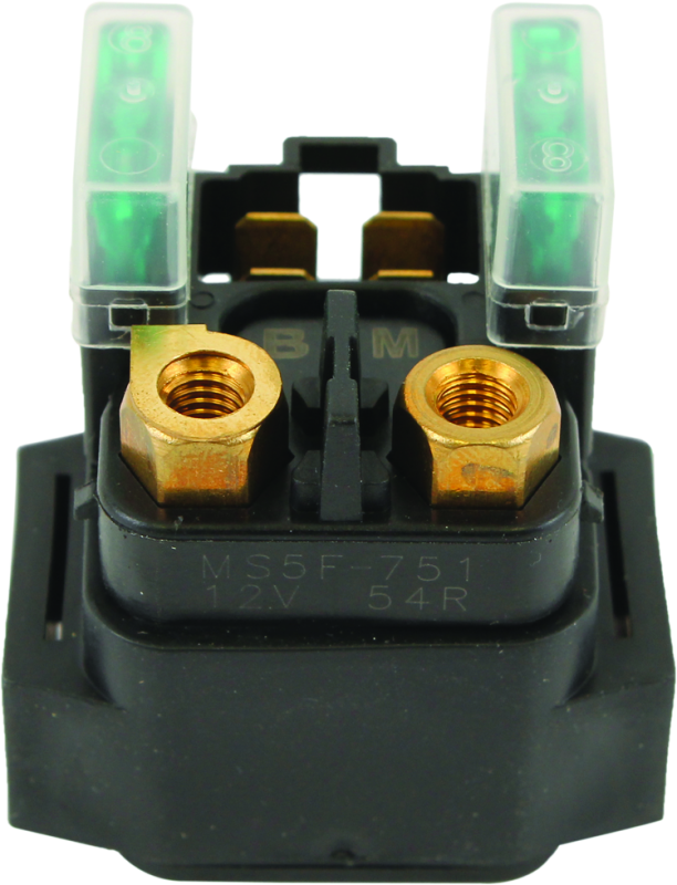 QuadBoss starter solenoid and relay for Yamaha YFM400 Big Bear ATV, part #402025, showing the black relay and wiring connections.