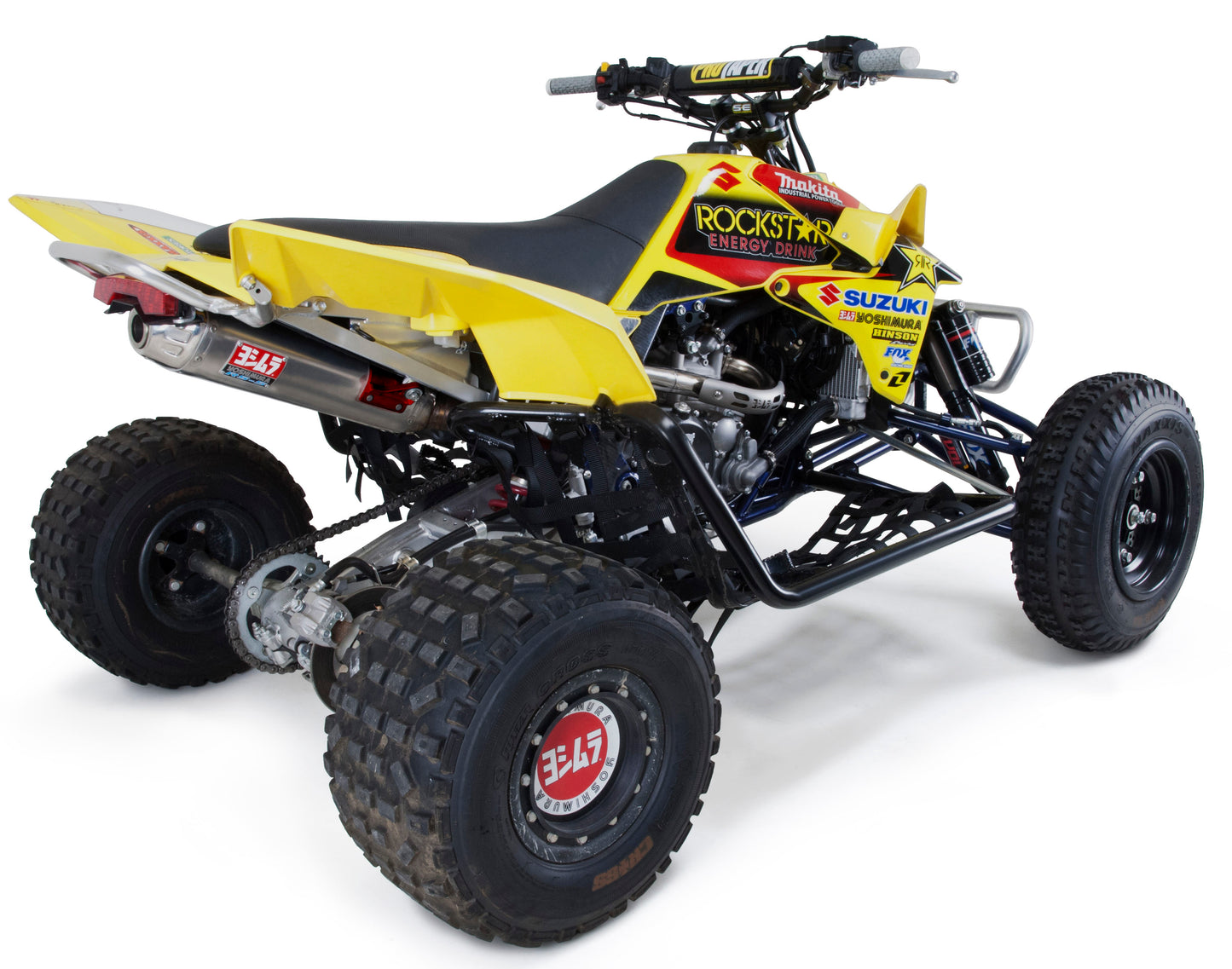 YOSHIMURA Signature RS-5 full system UTV exhaust with polished metal finish and branding, shown from the side angle.