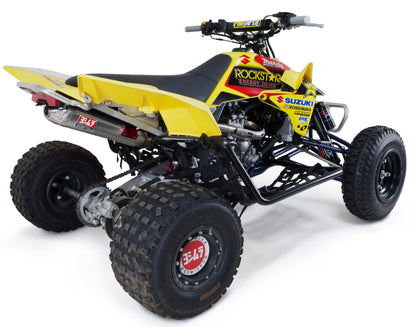 YOSHIMURA Signature RS-5 full system UTV exhaust with polished metal finish and branding, shown from the side angle.