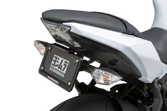 YOSHIMURA Fender Eliminator Kit for Kawasaki motorcycles, showing sleek black license plate holder and integrated taillight.