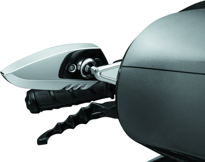 Chrome Kuryakyn Fairing Mount Scythe Mirror for Harley-Davidson Electra Glide and Street Glide motorcycle.
