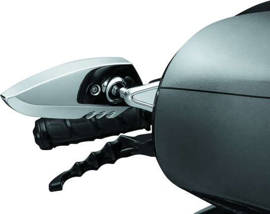 Chrome Kuryakyn Fairing Mount Scythe Mirror for Harley-Davidson Electra Glide and Street Glide motorcycle.
