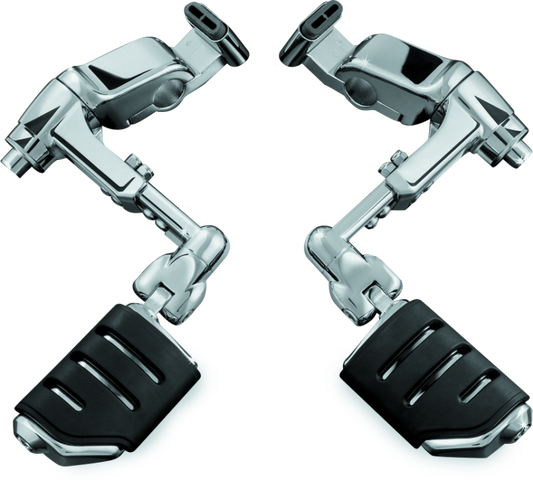 Kuryakyn Ergo III adjustable cruise mount with Trident Dually ISO pegs on a Honda Gold Wing motorcycle for comfortable riding.
