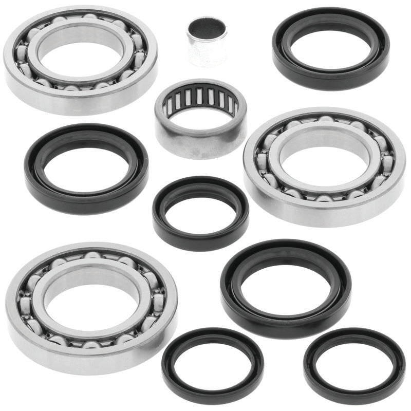 QuadBoss differential bearing and seal kit for Polaris ATV models, showing components and packaging in a close-up view.