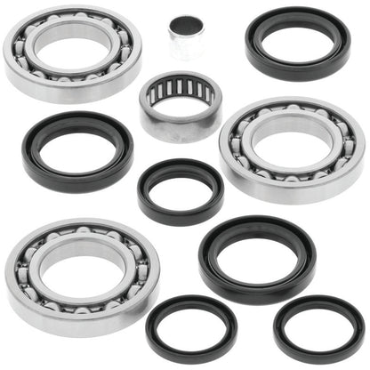 QuadBoss differential bearing and seal kit for Polaris ATV models, showing components and packaging in a close-up view.
