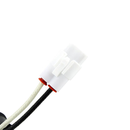 RM STATOR external ignition coil with spark plug cap, shown in black, for motorcycle ignition system replacement.