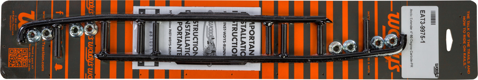 WOODYS 4-inch carbide snowmobile runner, Arctic Runner EAT3-9975, designed for improved traction on snow and ice.