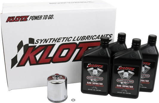 KLOTZ, Klotz Basic Harley Davidson 4 Quart Synthetic Oil Change Kit - KH-101