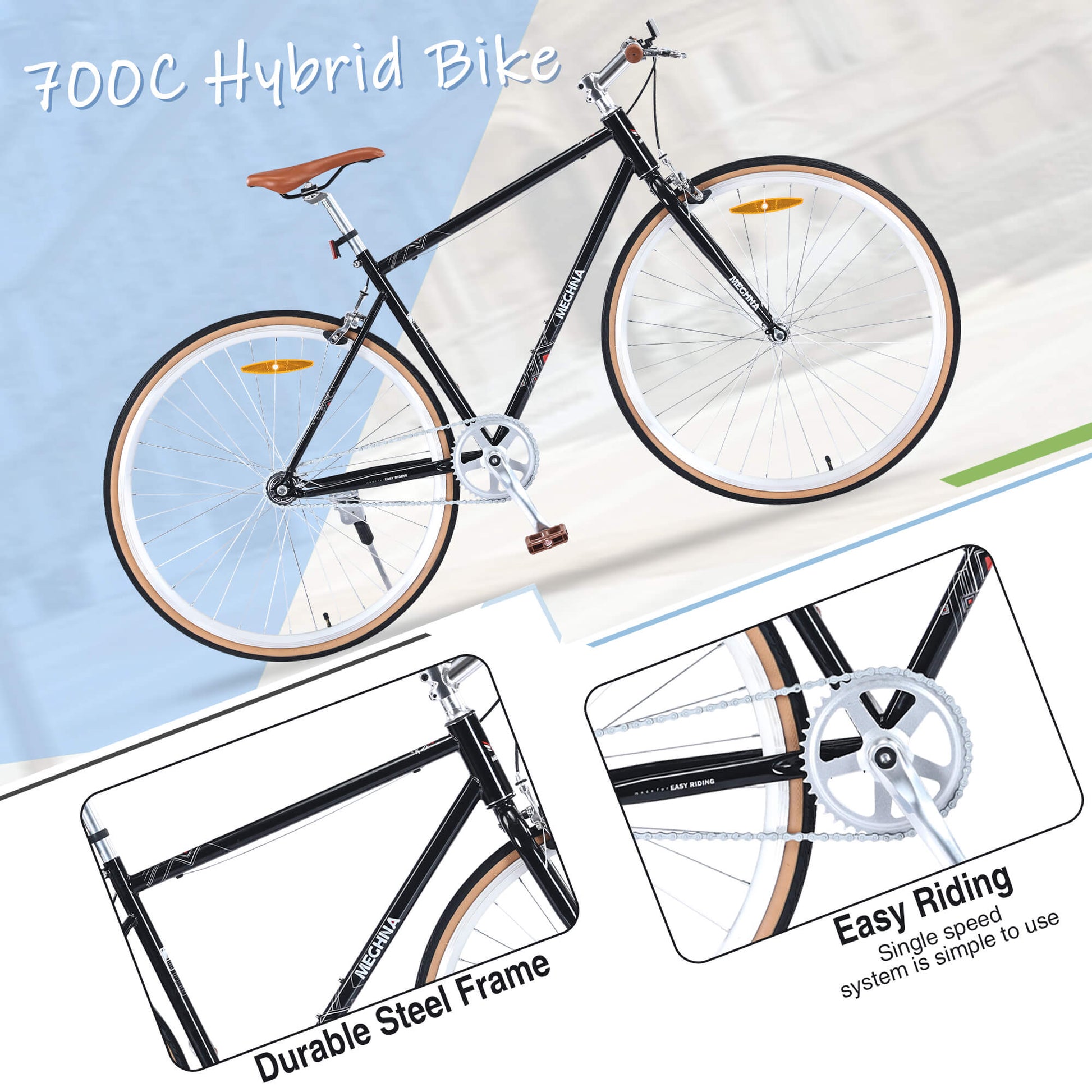 Hycline Pastoral 700×35C bicycle tire showing tread pattern and sidewall detail for road cycling.