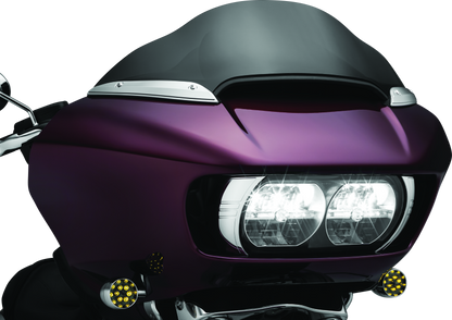Kuryakyn chrome windshield side trims for Harley-Davidson Road Glide 2015-2021, with sleek reflective finish and precise fit.