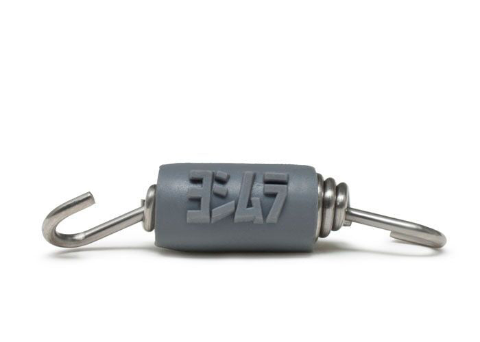 YOSHIMURA Race Series 82mm motorcycle exhaust spring showing metallic coil and hooks for high-performance exhaust systems