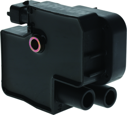 QuadBoss ignition coil for Polaris Ranger RZR XP 900 and Sportsman 700/800, showing the black coil with electrical connectors.