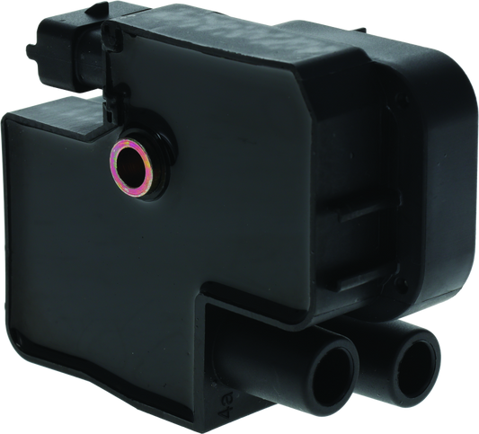 QuadBoss ignition coil for Polaris Ranger RZR XP 900 and Sportsman 700/800, showing the black coil with electrical connectors.