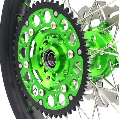 KKE 21 & 19 MX Wheels for Kawasaki KX250F 2019 and 2021 Green Nipple(2020 Excluded) - Howling Moto