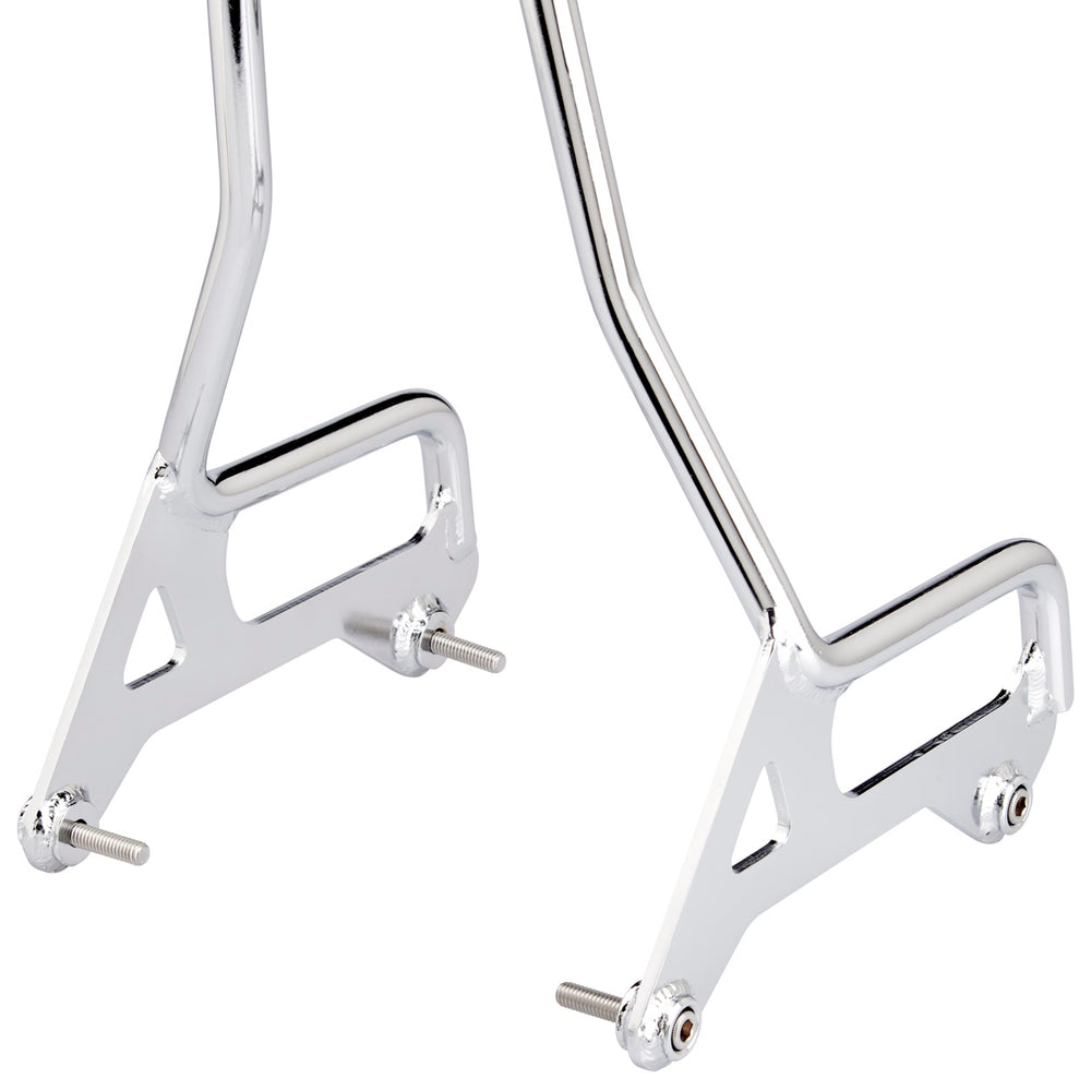 Chrome BILTWELL EXFIL Sissy Bar XL for motorcycle, with a sleek body design and polished finish, designed for added passenger support.