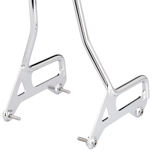 Chrome BILTWELL EXFIL Sissy Bar XL for motorcycle, with a sleek body design and polished finish, designed for added passenger support.