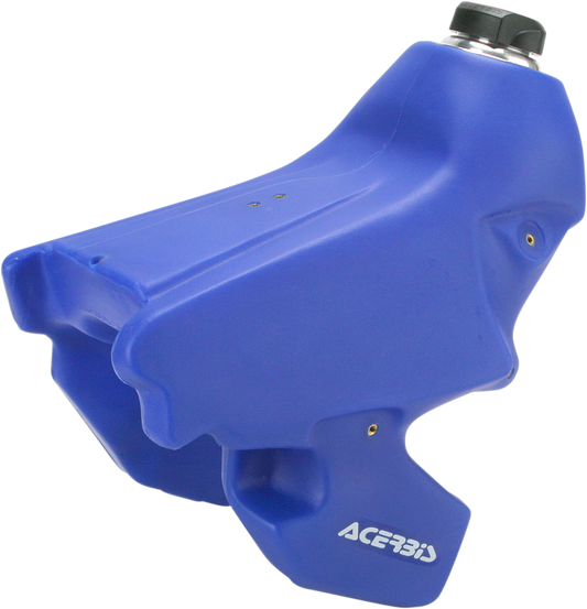 Blue Acerbis gas tank for Yamaha YZ250/450F 2003-2005, 3.3 gallons, motorcycle body part with brand and product details.