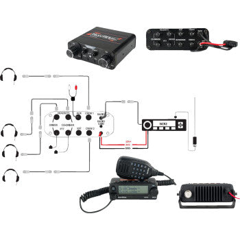 NAVATLAS Intercom/Radio and Headset Kit for 4-seat vehicles in black, compatible with Bill's Exhausts NAVATLAS system.