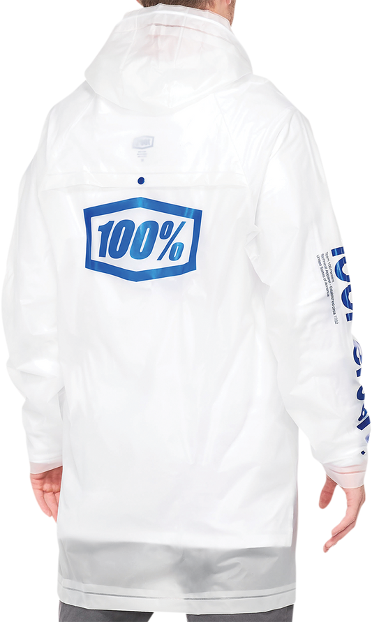 Clear small Torrent Raincoat by Bill's Exhausts, lightweight waterproof jacket with hood, designed for rain protection.