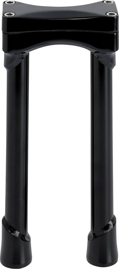 Black BILTWELL Risers Murdock oversized 10-inch handlebars for motorcycles, designed by Bill's Exhausts.