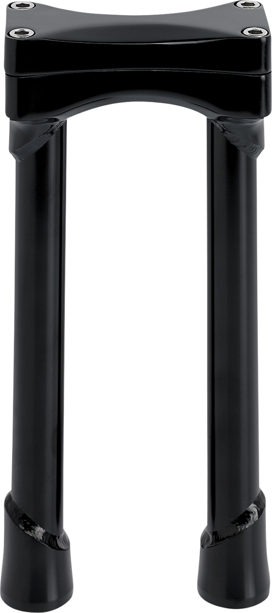 Black BILTWELL Risers Murdock oversized 10-inch handlebars for motorcycles, designed by Bill's Exhausts.