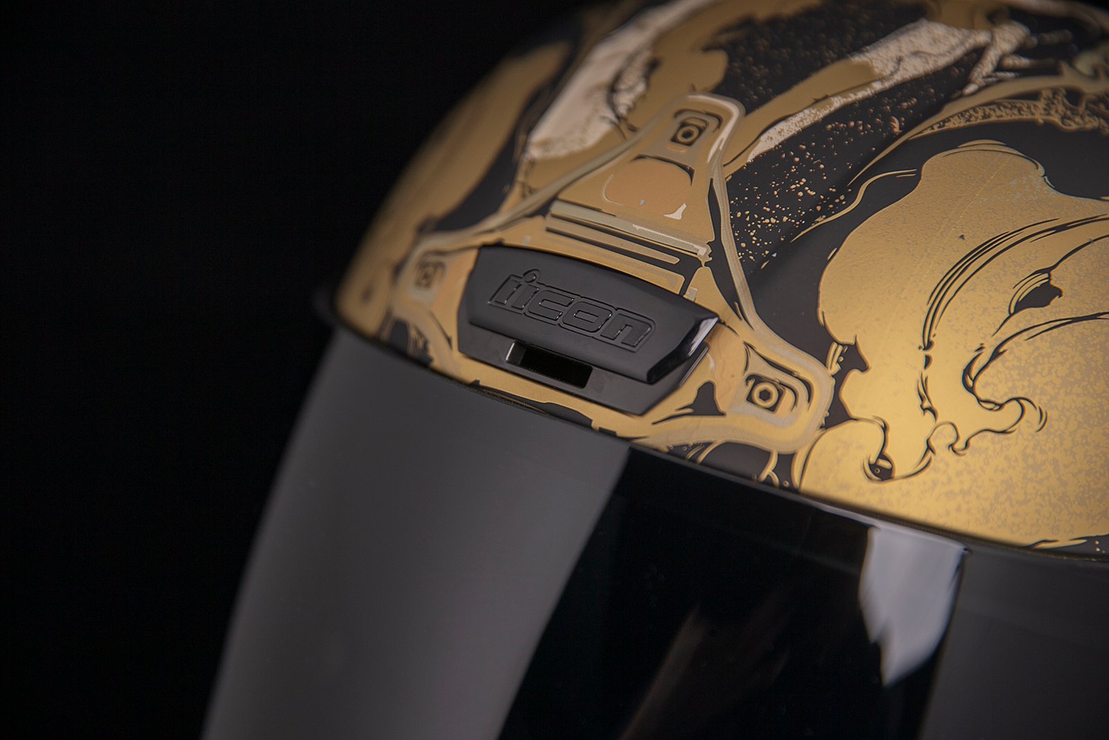 Icon Airform Guardian helmet in gold, small size, featuring a sleek helmet design with a matte finish for motorcycle riding.