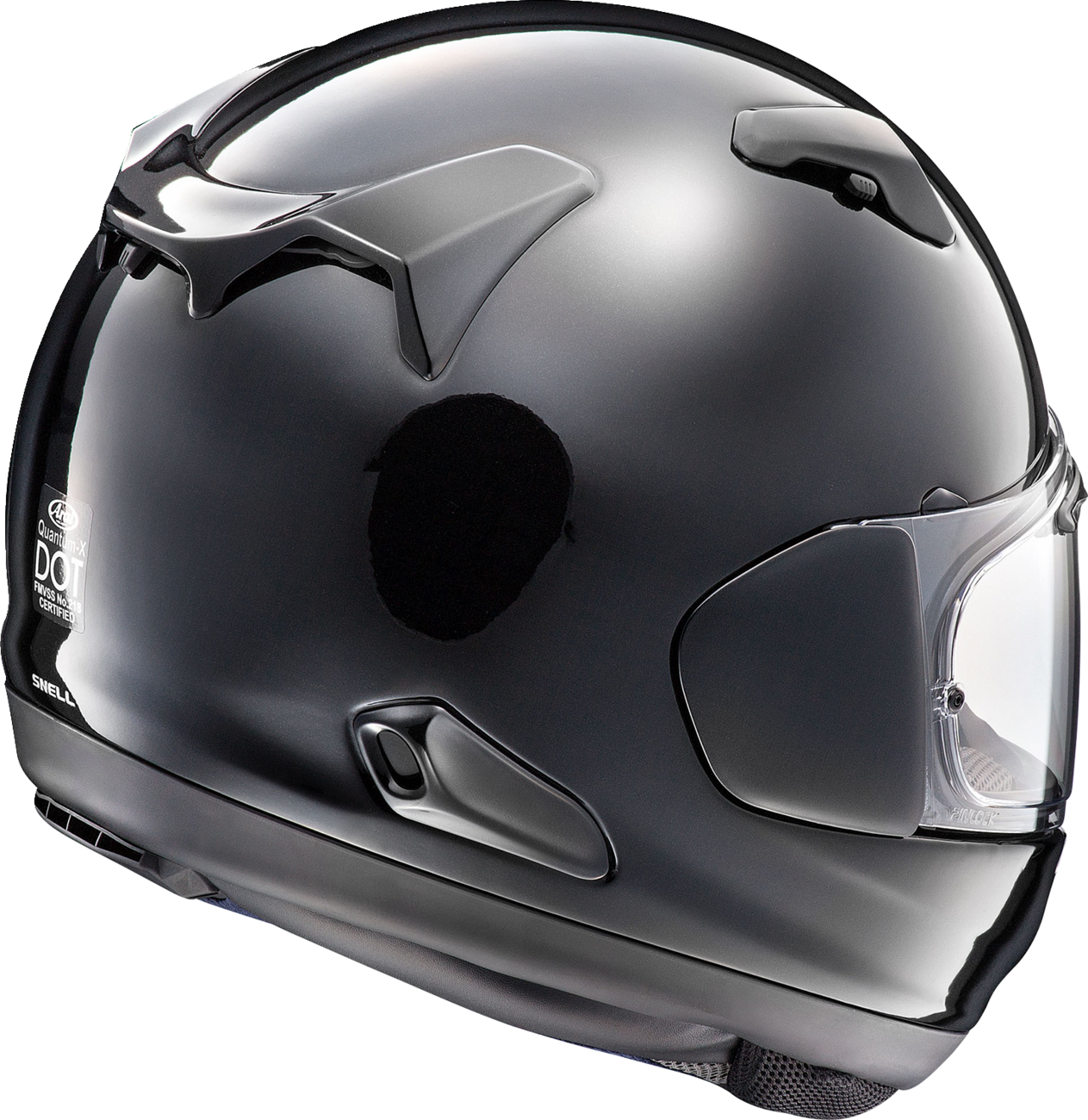Arai Helmets Quantum-X Diamond Black motorcycle helmet with medium size, featuring a sleek black finish and aerodynamic design.