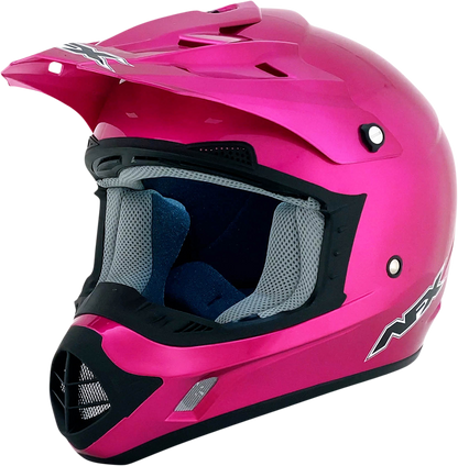 Bill's Exhausts AFX FX-17Y helmet in fuchsia, large size, with a sleek design and secure chin strap, shown from the front.