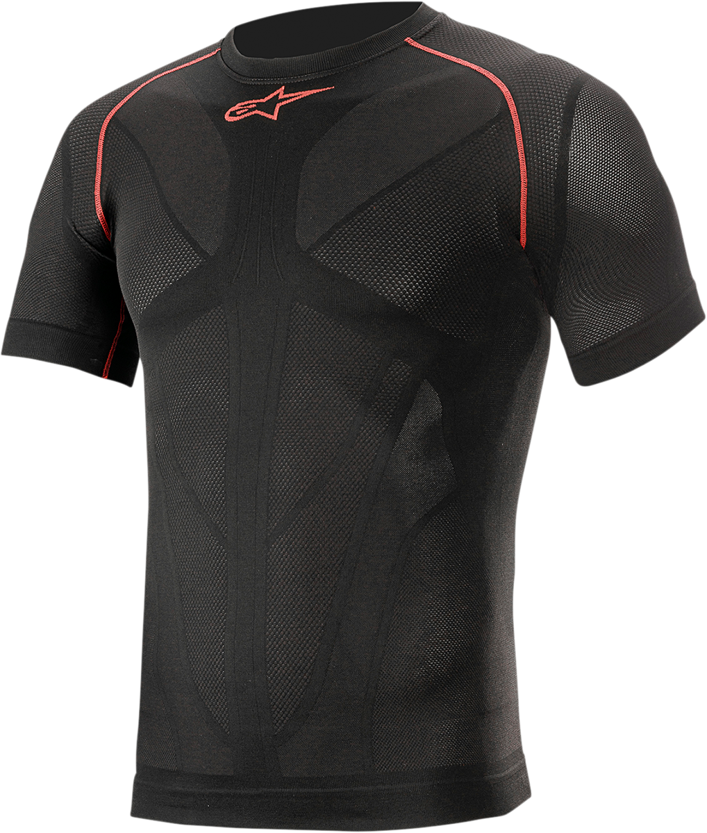 Alpinestars Ride Tech v2 summer short sleeve underwear top in black, size M/L, featuring breathable athletic fabric.