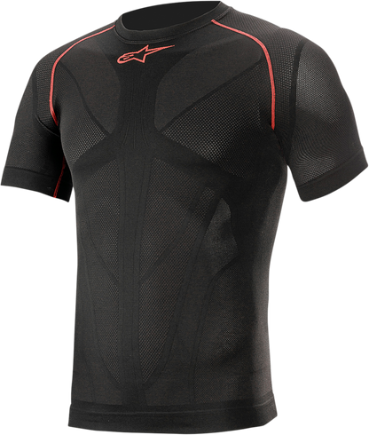 Alpinestars Ride Tech v2 summer short sleeve underwear top in black, size M/L, featuring breathable athletic fabric.