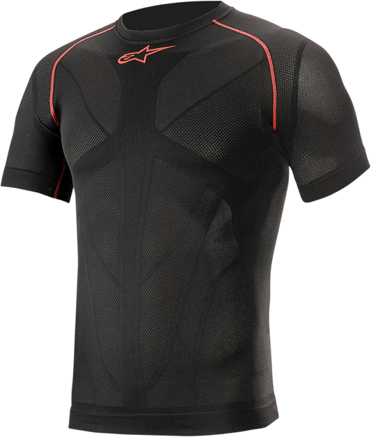 Alpinestars Ride Tech v2 Summer Short Sleeve Underwear Top in black, XL/2XL, breathable motorcycle base layer shirt.