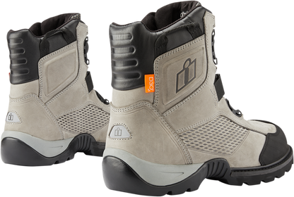 Bill's Exhausts ICON Stormhawk gray boots, size 11.5, featuring sturdy leather construction and rugged design.