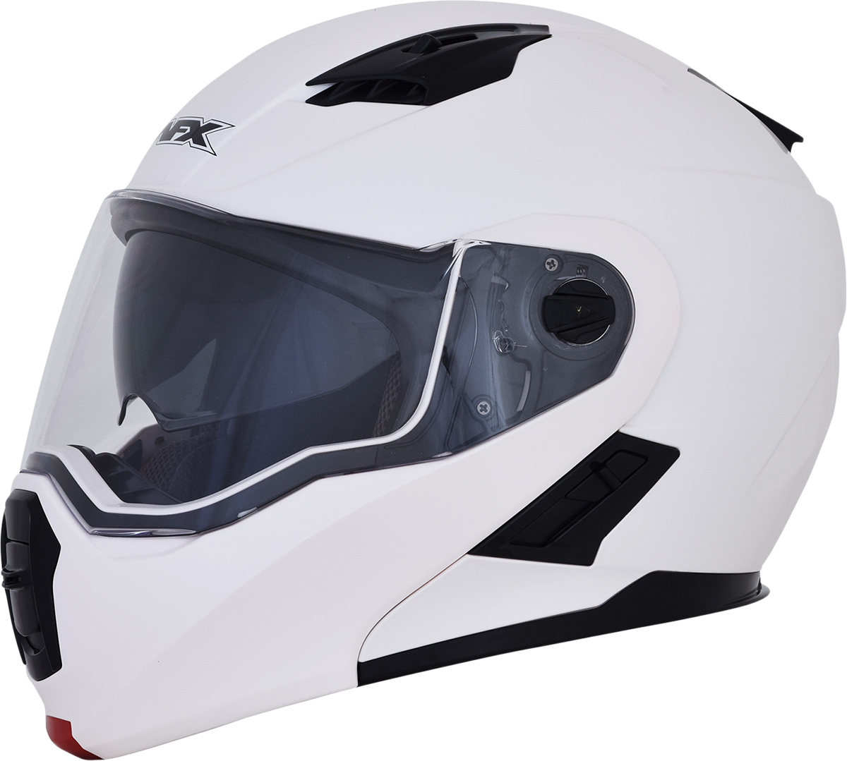 Pearl white AFX FX-111 helmet in small size, featuring smooth aerodynamic design and clear visor, by Bill's Exhausts.