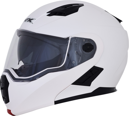 Pearl white AFX FX-111 helmet in small size, featuring smooth aerodynamic design and clear visor, by Bill's Exhausts.