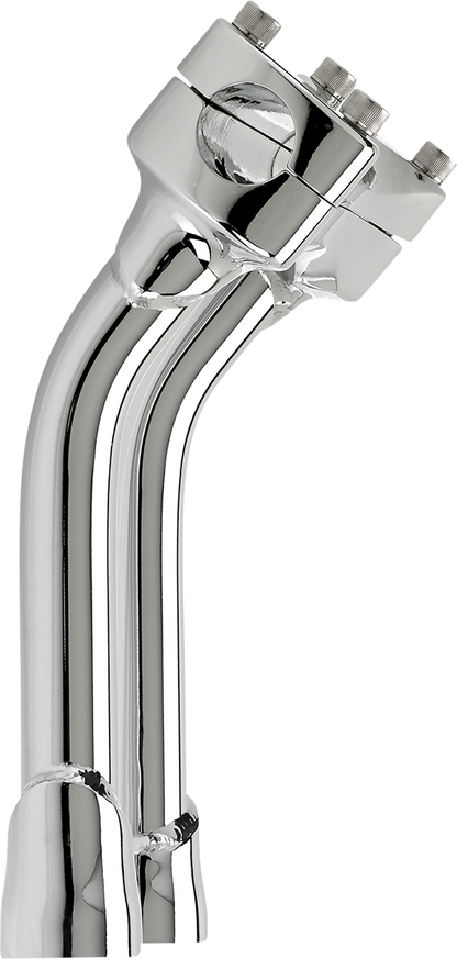 Chrome BILTWELL Risers for Murdock handlebars, 8-inch oversized pullback handlebar risers by Bill's Exhausts.