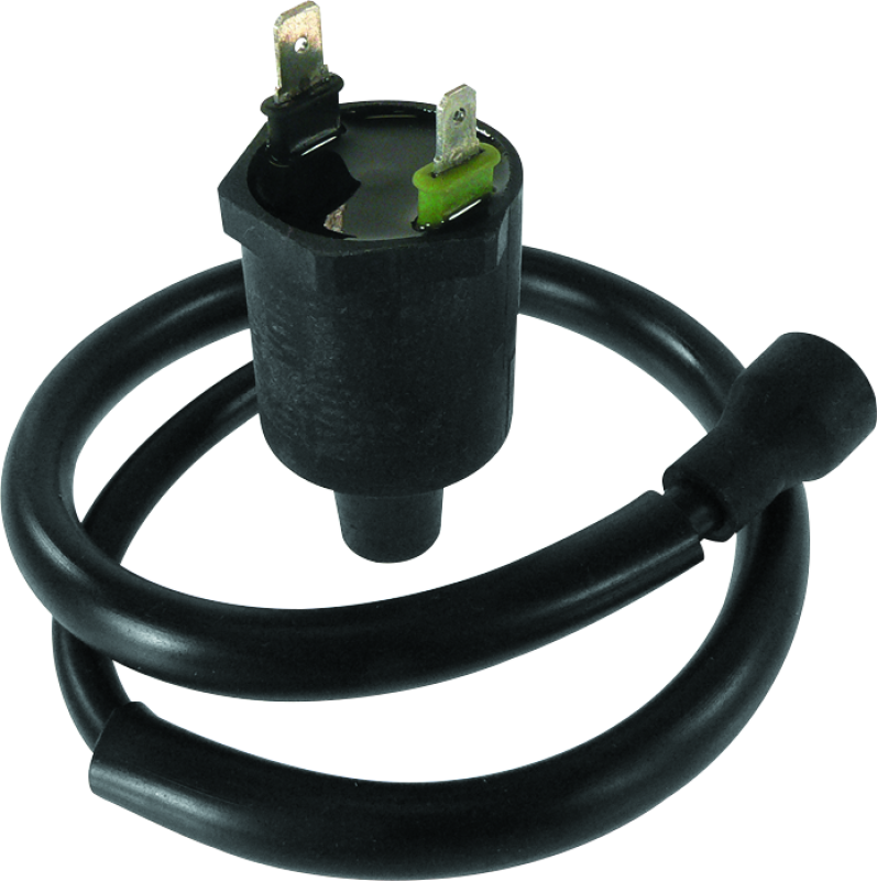 QuadBoss ignition coil for Honda ATC125M and TRX400FW, part 463723, showing the black coil with electrical connections.