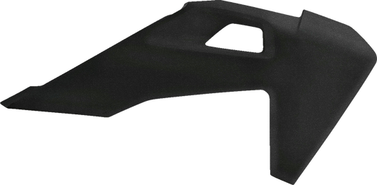 A black and metallic ACERBIS radiator shroud for motorcycle body, featuring sleek design and mounting points.